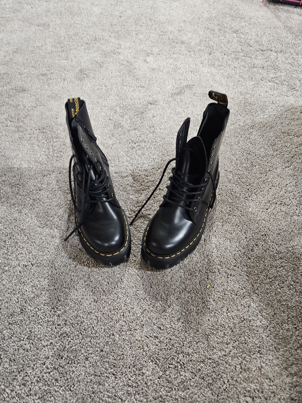 Dr. Martens Black Platform Lace-Up Combat Boots - Women's